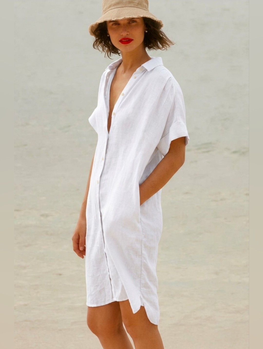 Nwt J.Crew Relaxed-Fit Short-Sleeve White Baird Mcnutt Irish Linen Shirtdress Xs
